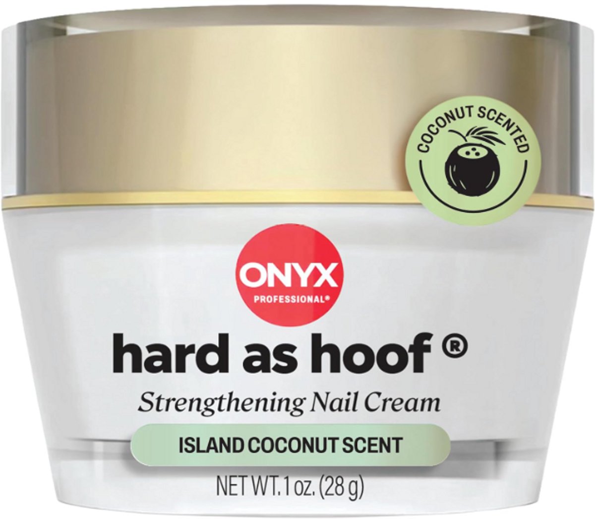 Onyx Professional Hard as Hoof Nail Strengthening Cream 28g – Nagelversterker met Kokosgeur – Herstelt Splijten, Scheuren & Breken – Verzorgende Cuticle Crème – Stimuleert Nagelgroei