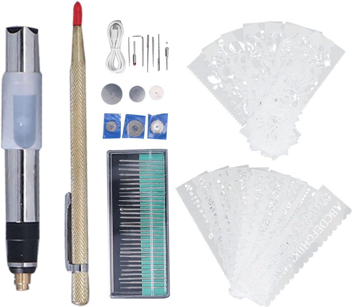 Draadloos Graveergereedschap - Instelbare Snelheid Pen - Hobby Graveren - Oplaadbaar 30 Delig - 21 x 11 x 4 cm