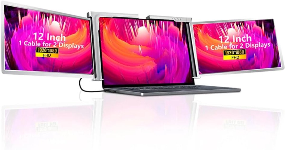 Draagbaar Laptopscherm - Extra Monitor - Multitasken - Dubbele Uitbreiding - 12 Inch FHD