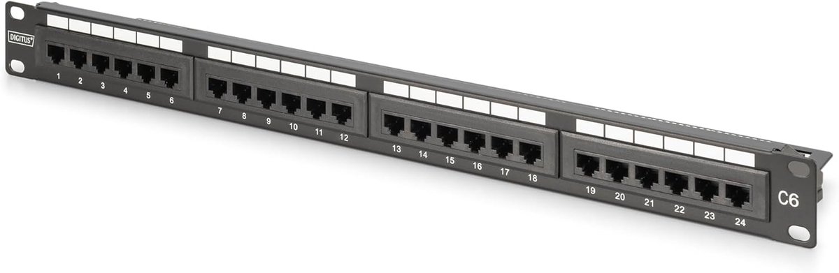 Patchpaneel - Netwerkpaneel RJ45 - Rackmontage Netwerk - Ongeschermd 24 Poorts - 05U Hoog - Zwart