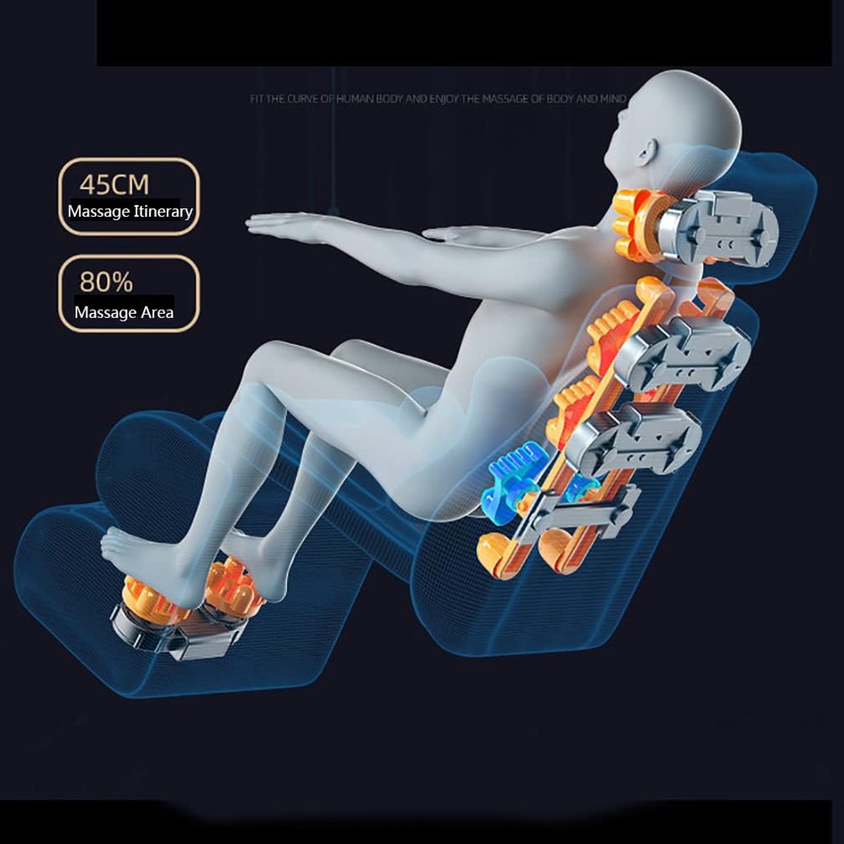 Massage Stoel - Rugmassage Apparaat - Ontspanning Thuis - Verwarmende Shiatsu - 3D Vibratie – foto 3
