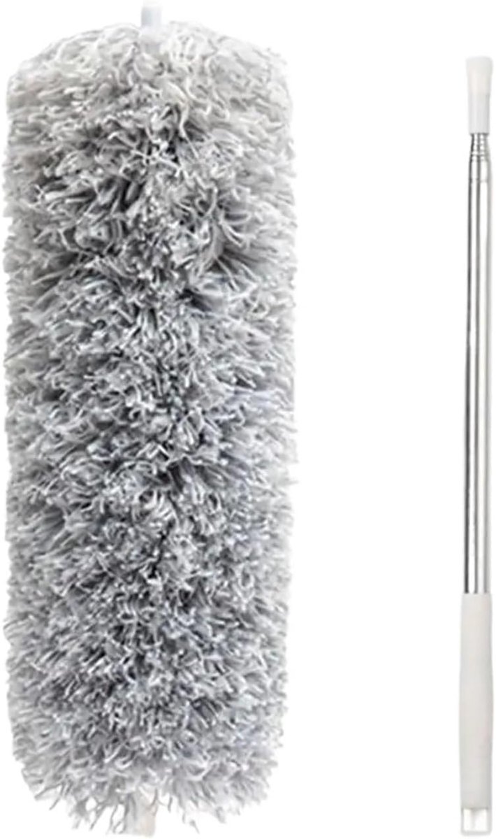 Telescopische Stofdoek - Plumeau Borstel - Hoge Plekken Reinigen - Buigbare Kop - Tot 280 cm - Grijs