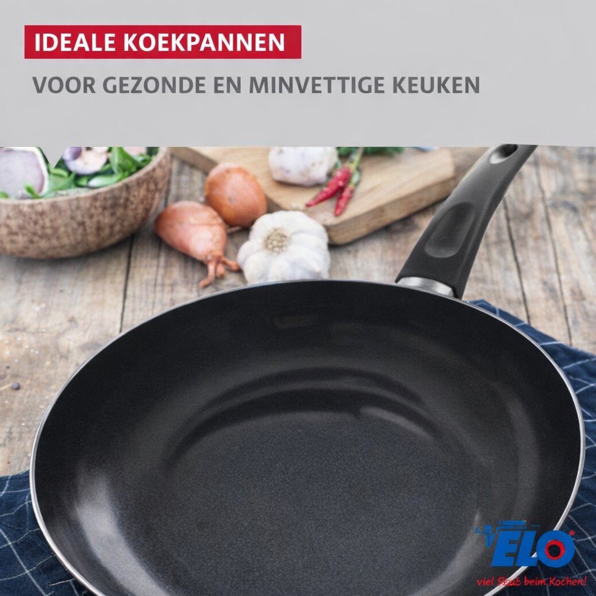 Set van 2 pannen 24 en 28 cm keramisch zonder PFAS en 2 deksels Elo Prima Cucina