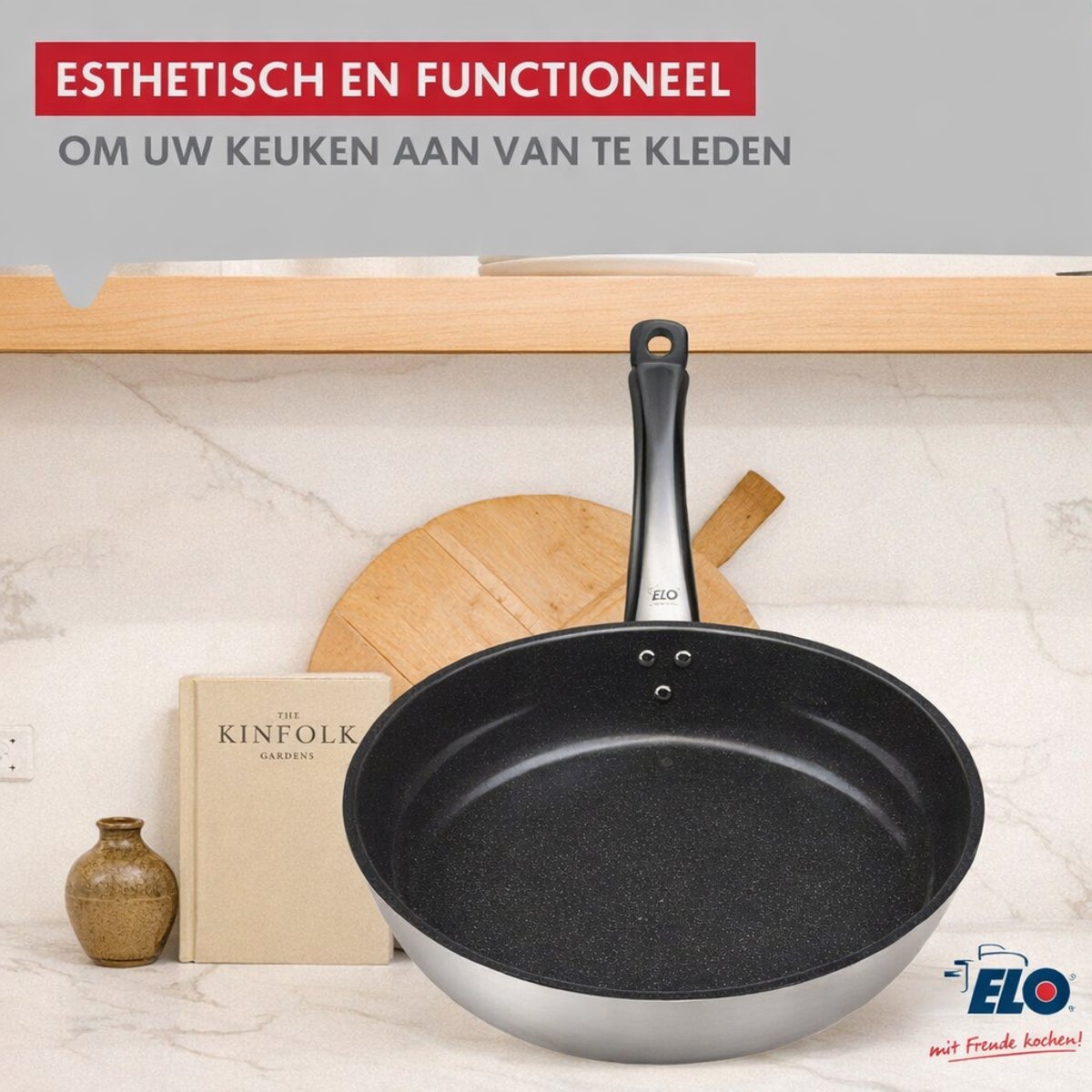 Set Koekenpan 24 cm keramiek zonder PFAS en deksel Profi Therm Platinum Elo