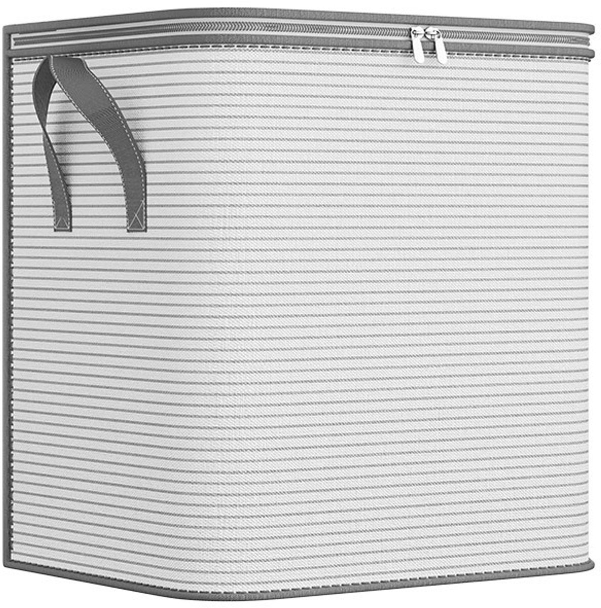Extra Grote Opbergbox voor Kleding M - 55x40x50 cm - Stoffen Dekenkist met Rits en Handvatten - Stofvrije Opberglade voor Kastorganisatie - Grijs