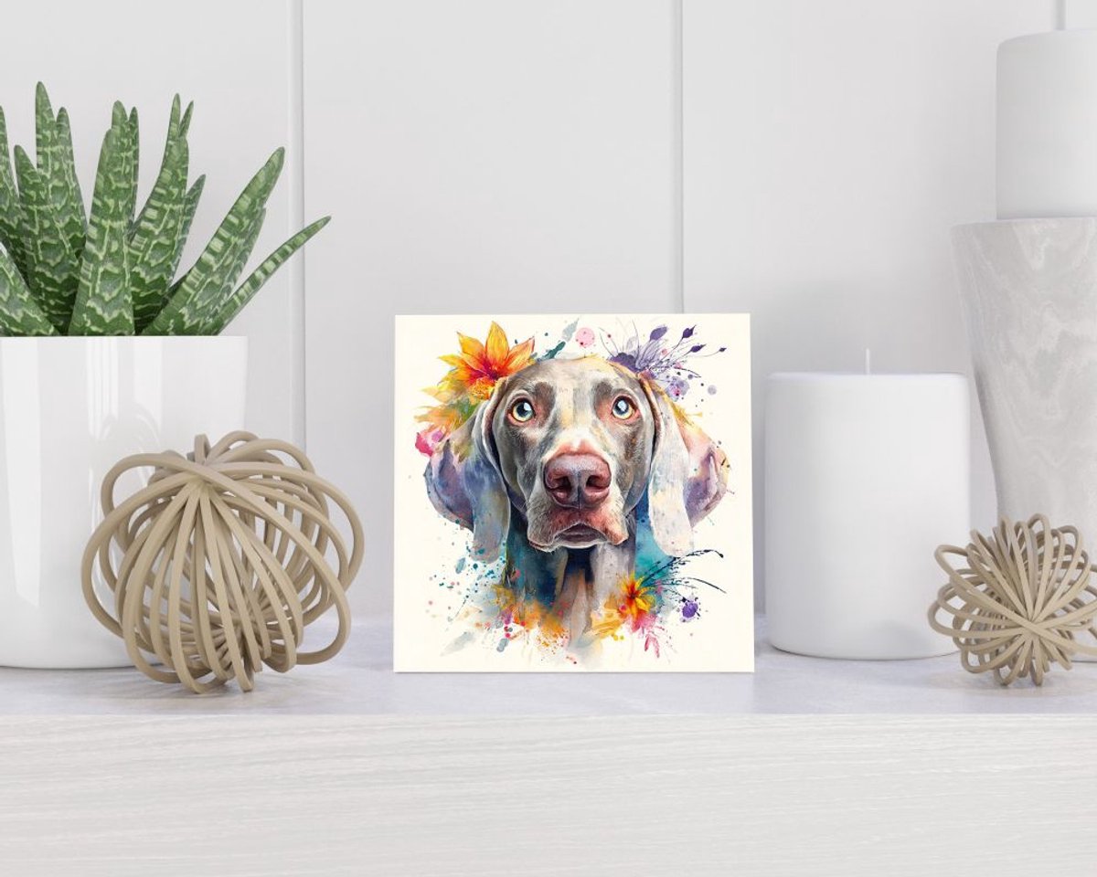 Tegel 15x15 cm met Weimaraner cadeau decoratie | tegeltjes met tekst | tegeltjes met spreuken | collega | oma | opa | pensioen | mama | papa | vriend