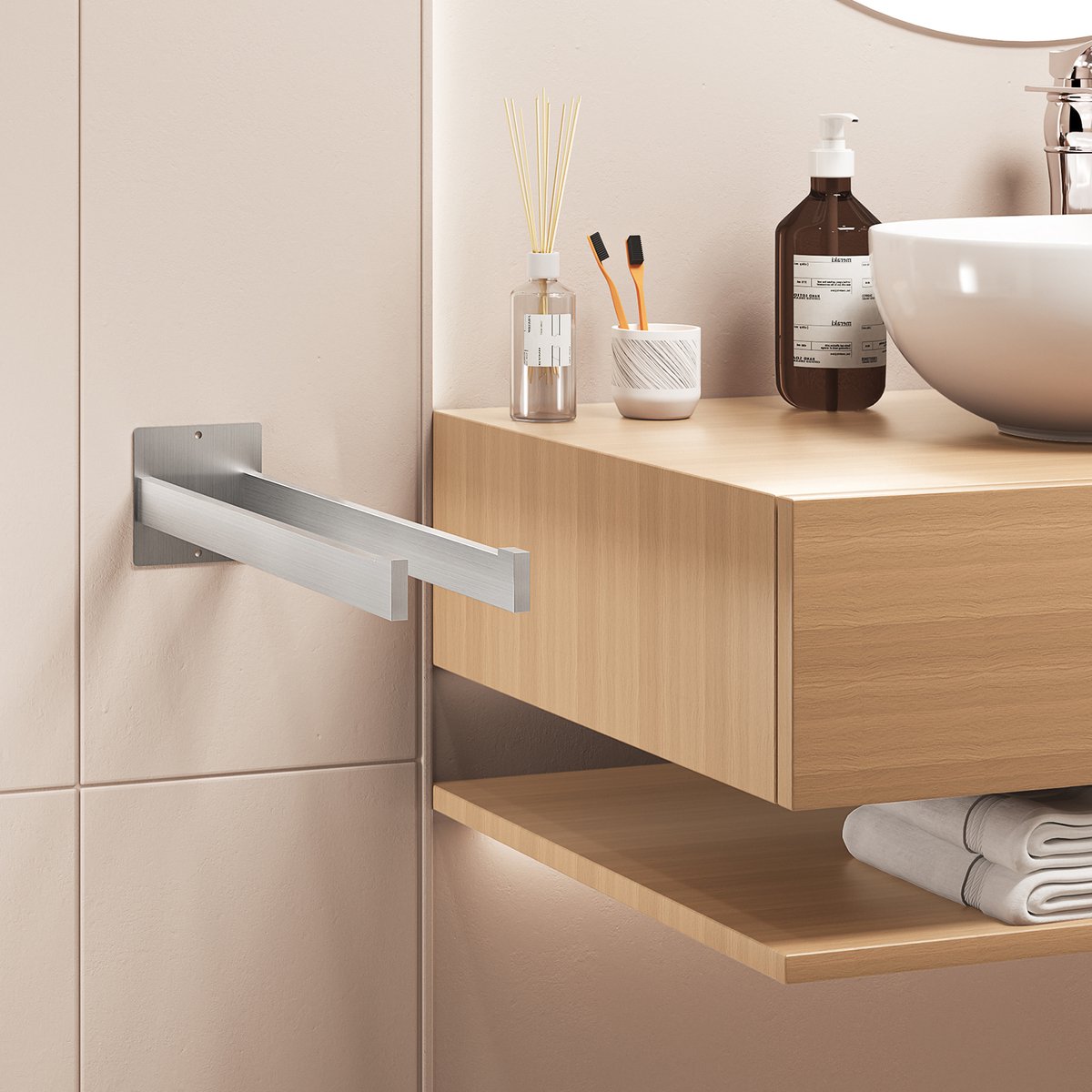 Auralum Handdoekrek 40CM - 2-armig Handdoekhouder - Handdoekstang - Badkamer - Zwart