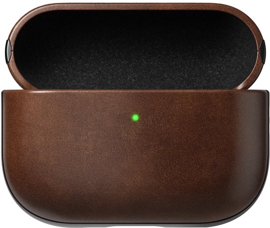 Étui en Cuir Moderne Nomad AirPods Pro (3e gén) – Spécialement Conçu pour AirPods Pro (3e Génération) – Offre un Port USB-C Accessible – Compatibilité Qi et MagSafe - Marron