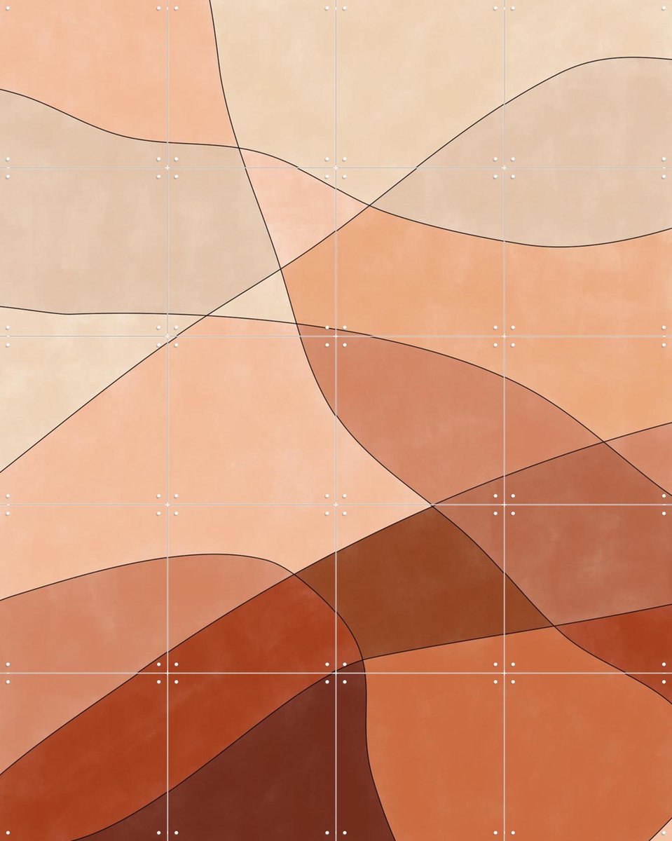 IXXI Flowing Lines And Warm Earth Tones, Elena Ristova & Various - 80 x 100 cm - Gratis ophangtool - Grote wanddecoratie en posters - Abstract
