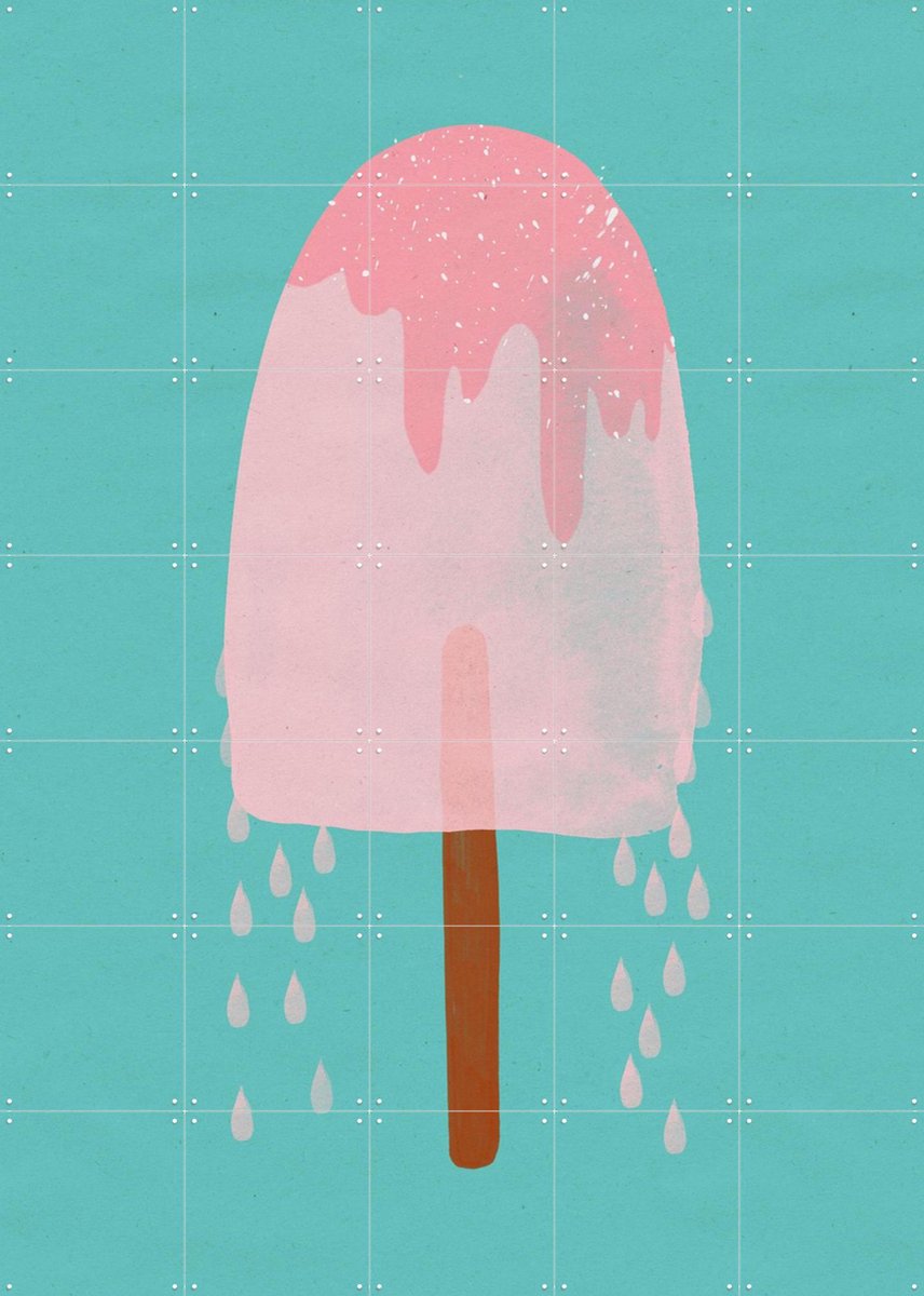 IXXI Yummy Ice Cream, Treechild & Various - 100 x 140 cm - Gratis ophangtool - Grote wanddecoratie en posters - Illustraties, Kleurrijk, Grafisch