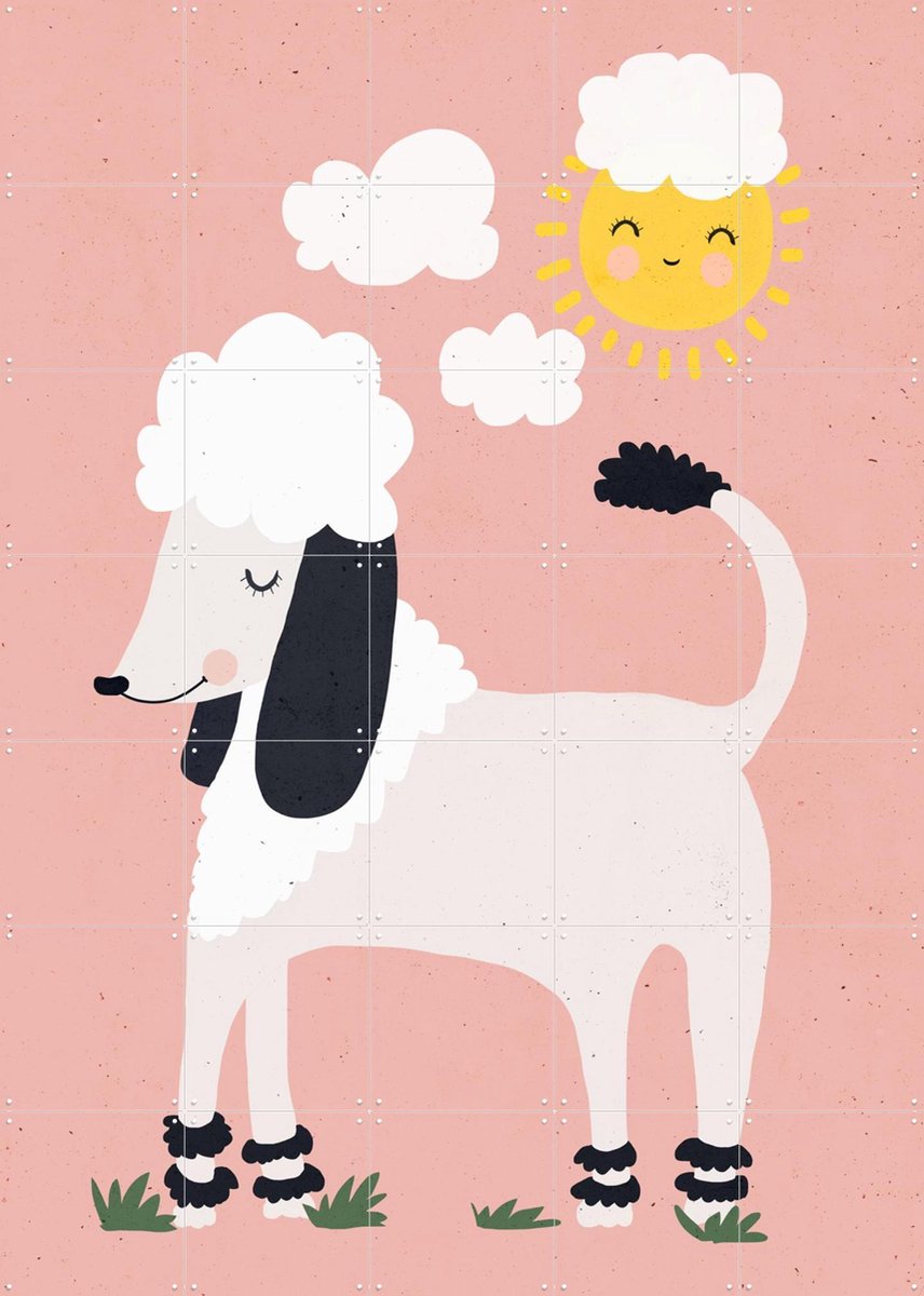 IXXI Happy Poodle, Treechild & Various - 100 x 140 cm - Gratis ophangtool - Grote wanddecoratie en posters - Illustraties, Fantasierijk, Kleurrijk