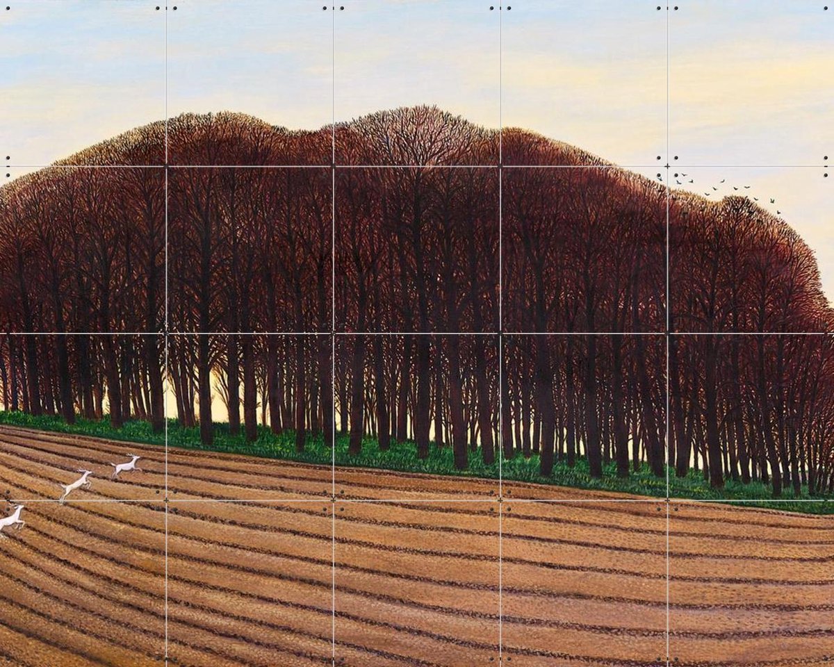 IXXI Dorset Clump of Trees, Liz Wright & Bridgeman Images - 100 x 80 cm - Gratis ophangtool - Grote wanddecoratie en posters - Naturalisme, Woonkamer