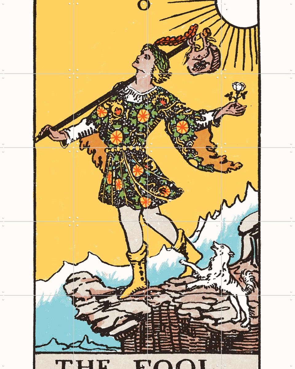 IXXI The Fool - Tarot, Aster Edition - 80 x 100 cm - Gratis ophangtool - Grote wanddecoratie en posters - Speels, Kleurrijk, Vintage, Illustraties