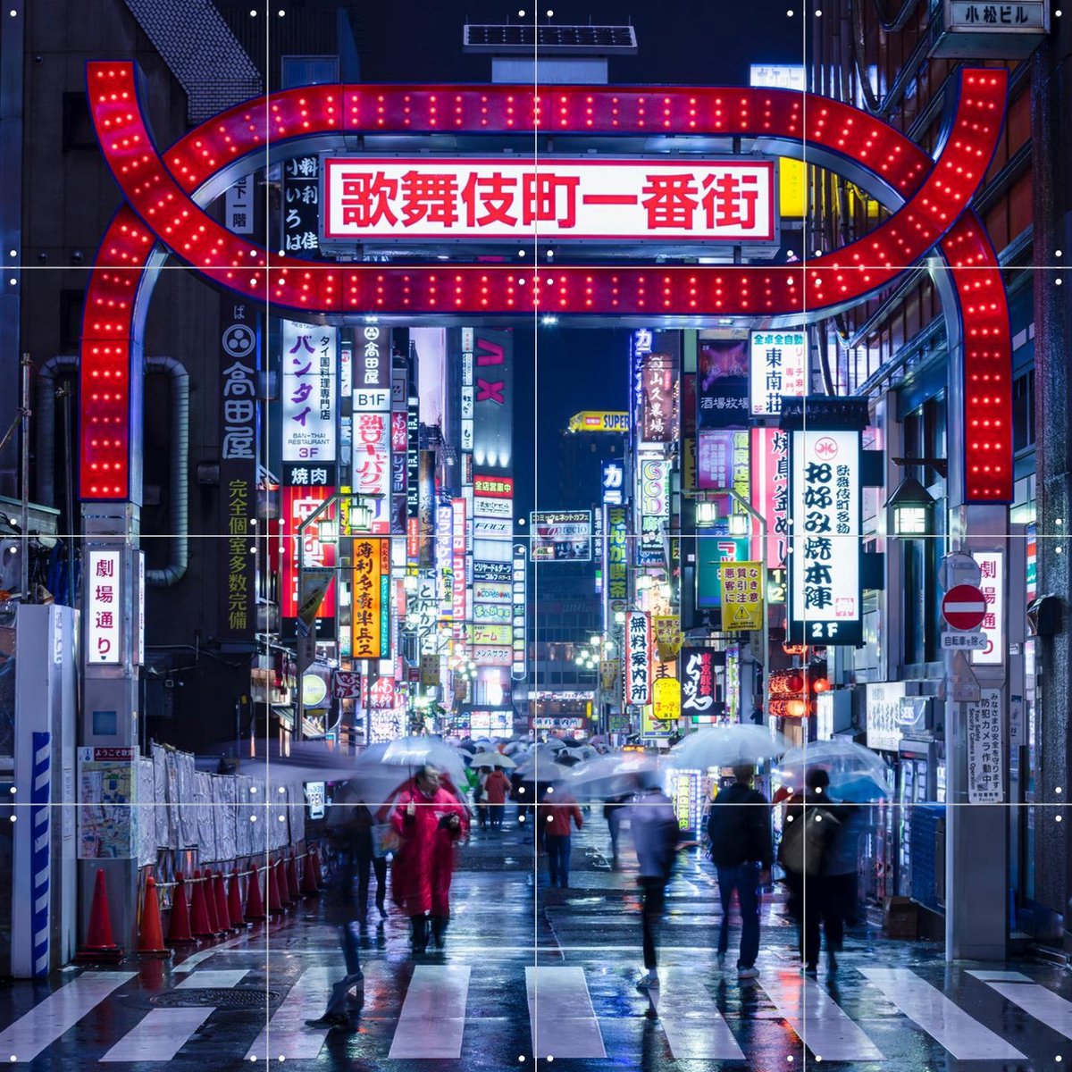 IXXI Kabukicho Nightlife District - Tokyo, Jan Becke - 80 x 80 cm - Gratis ophangtool - Grote wanddecoratie en posters - Fotografie, Woonkamer