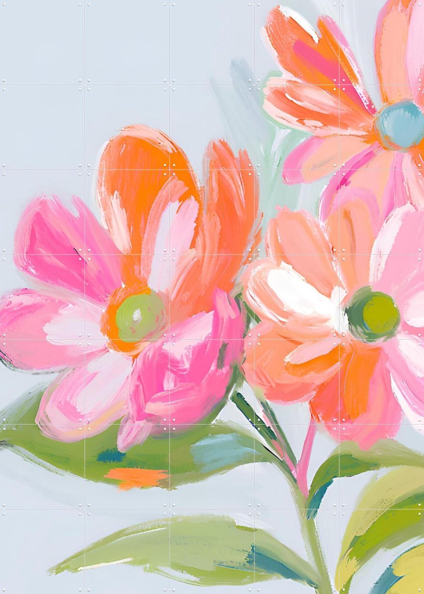 IXXI Vibrant Floral Artwork, Ohkimiko & Various - 100 x 140 cm - Gratis ophangtool - Grote wanddecoratie en posters - Schilderijen, Illustraties