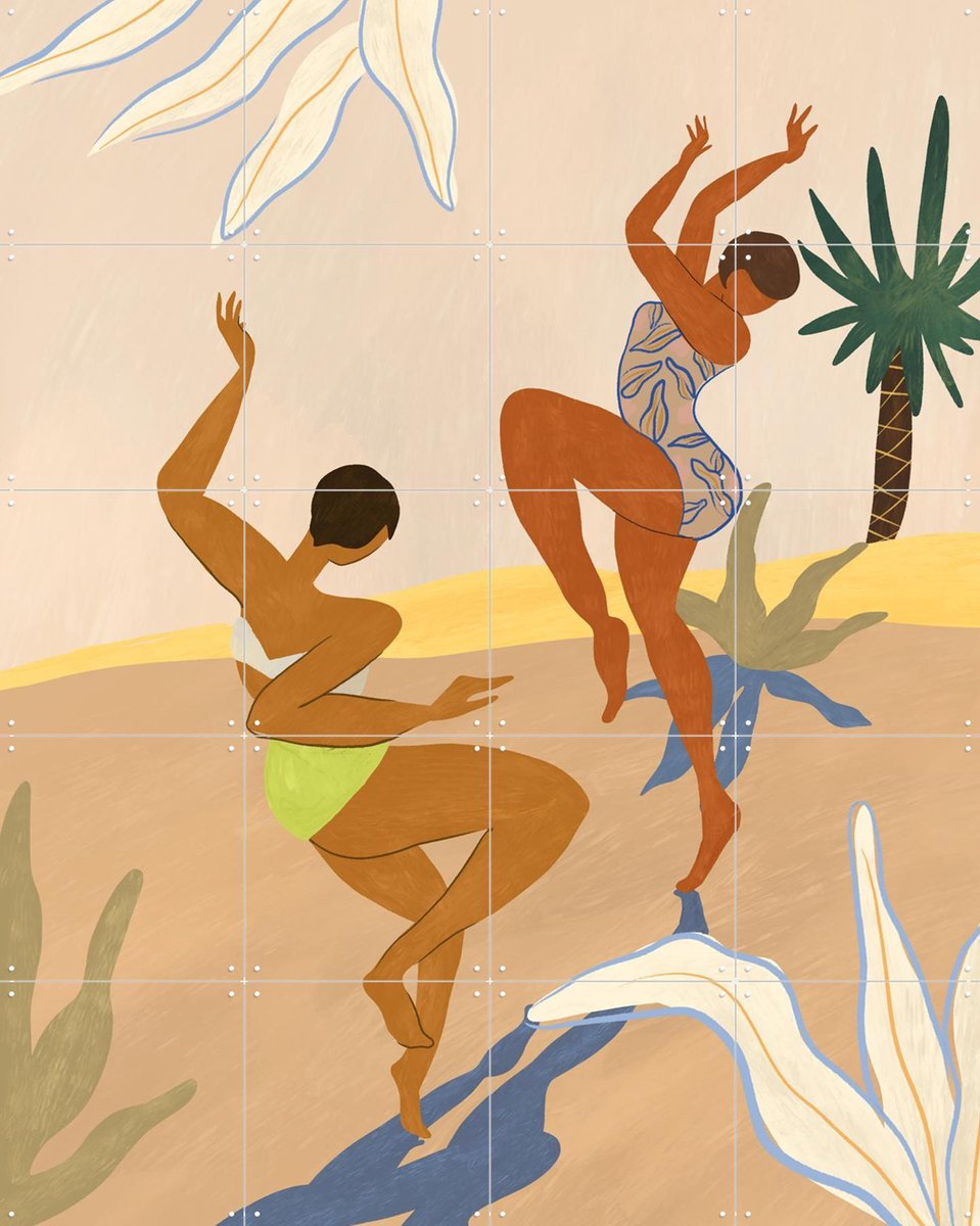 IXXI Summer Dance, Arty Guava - 80 x 100 cm - Gratis ophangtool - Grote wanddecoratie en posters - Speels, Illustraties, Grafisch Ontwerp, Kleurrijk