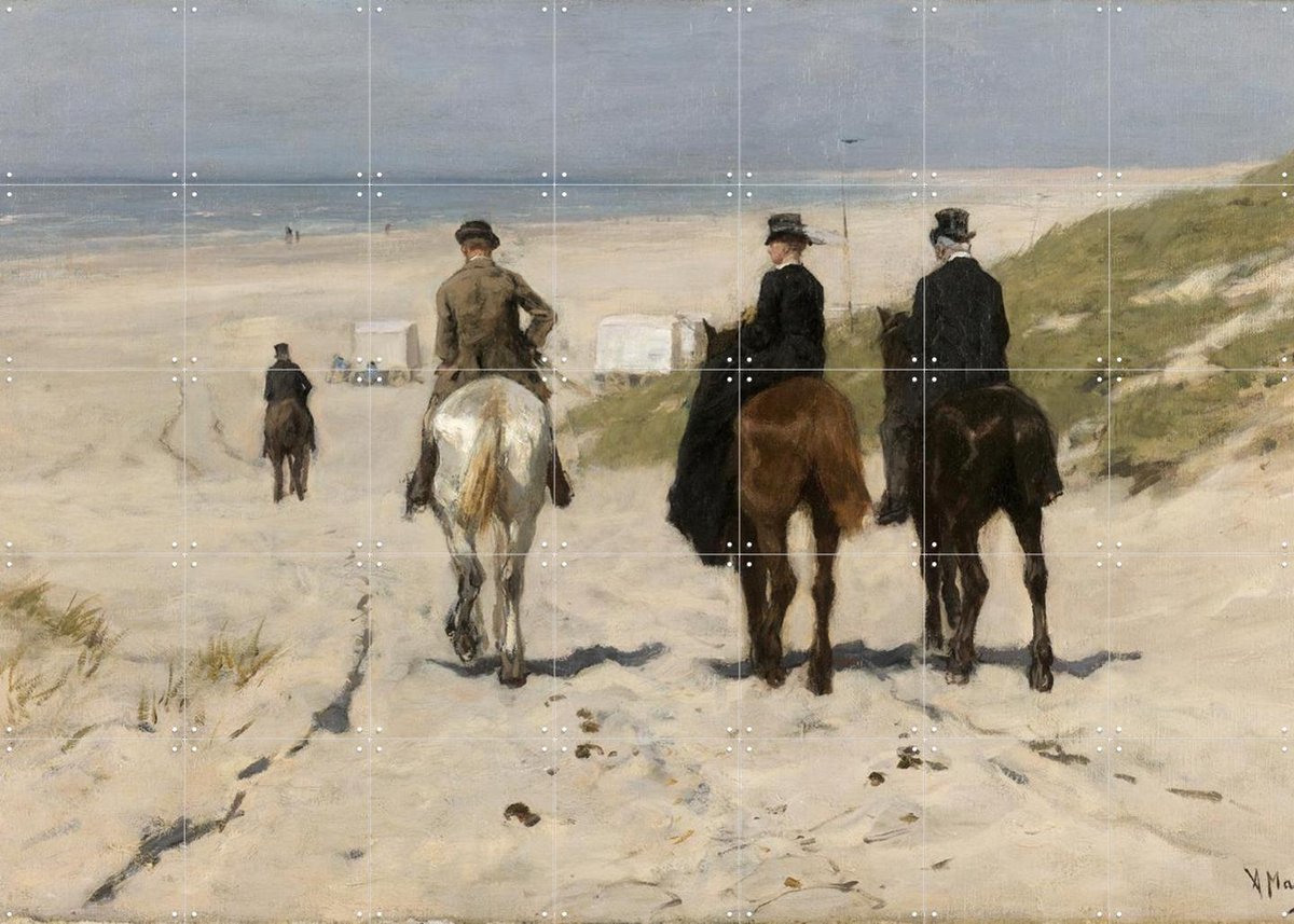 IXXI Morgenrit langs het strand, Anton Mauve & Rijksmuseum - 140 x 100 cm - Gratis ophangtool - Grote wanddecoratie en posters - Olieverf