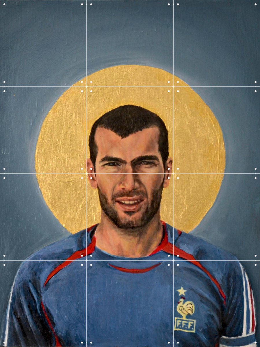 IXXI Zinedine Zidane, David Diehl - 60 x 80 cm - Gratis ophangtool - Grote wanddecoratie en posters - Olieverf, Woonkamer, Slaapkamer, Mancave