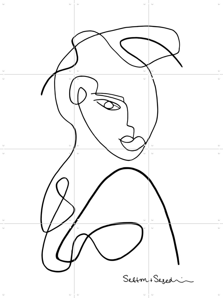 IXXI The Glance white, Sefton & Segedin - 60 x 80 cm - Gratis ophangtool - Grote wanddecoratie en posters - Minimalisme, Line art, Grafisch Ontwerp