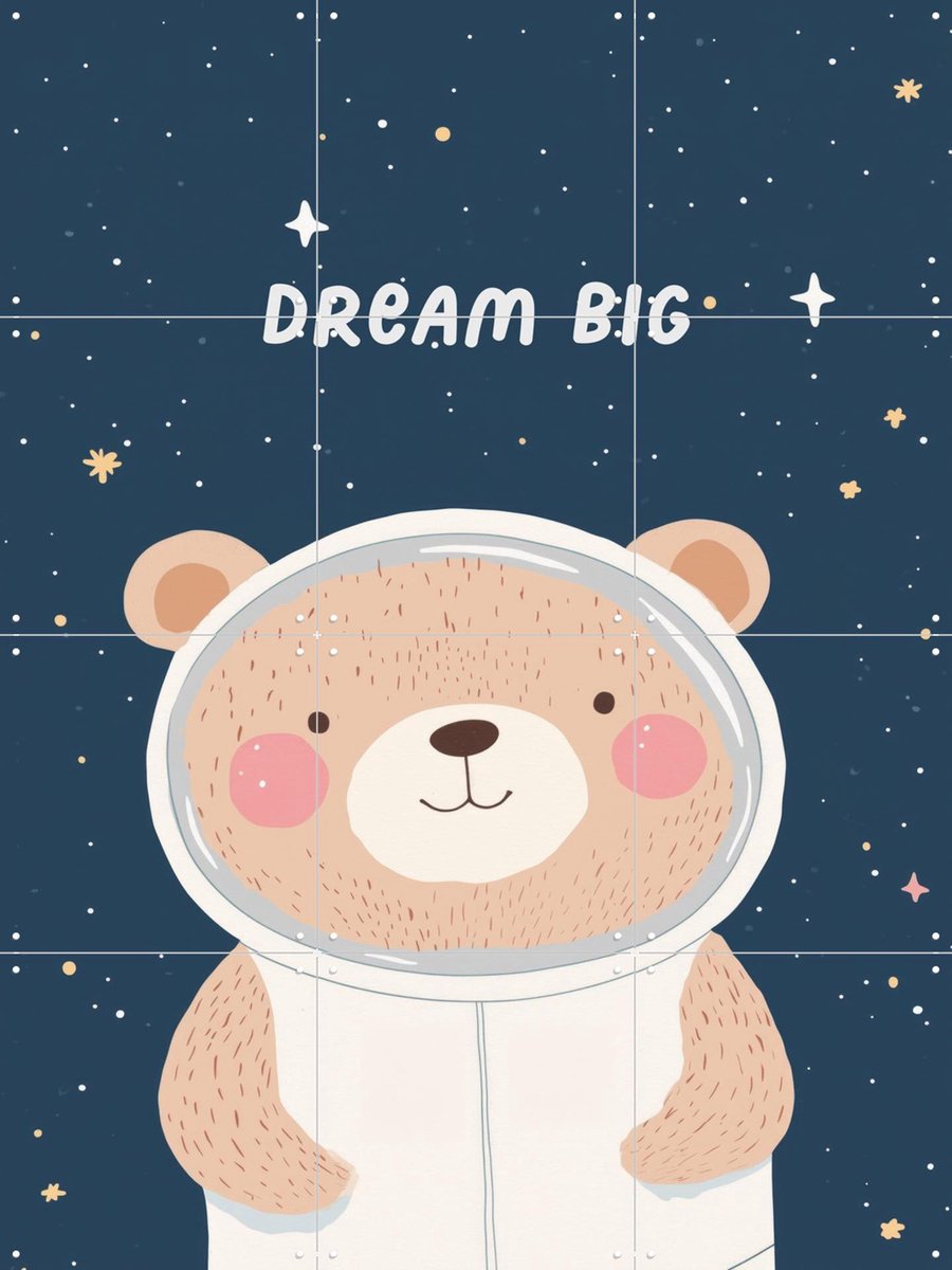 IXXI Dream Big Astronaut, Treechild & Various - 60 x 80 cm - Gratis ophangtool - Grote wanddecoratie en posters - Illustraties, Cartoonesk, Speels