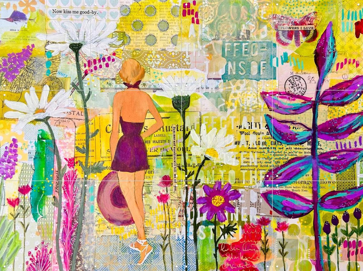 IXXI Brielle, Yvette Fanciulli - 80 x 60 cm - Gratis ophangtool - Grote wanddecoratie en posters - Gemengde Technieken, Kleurrijk, Speels, Collage