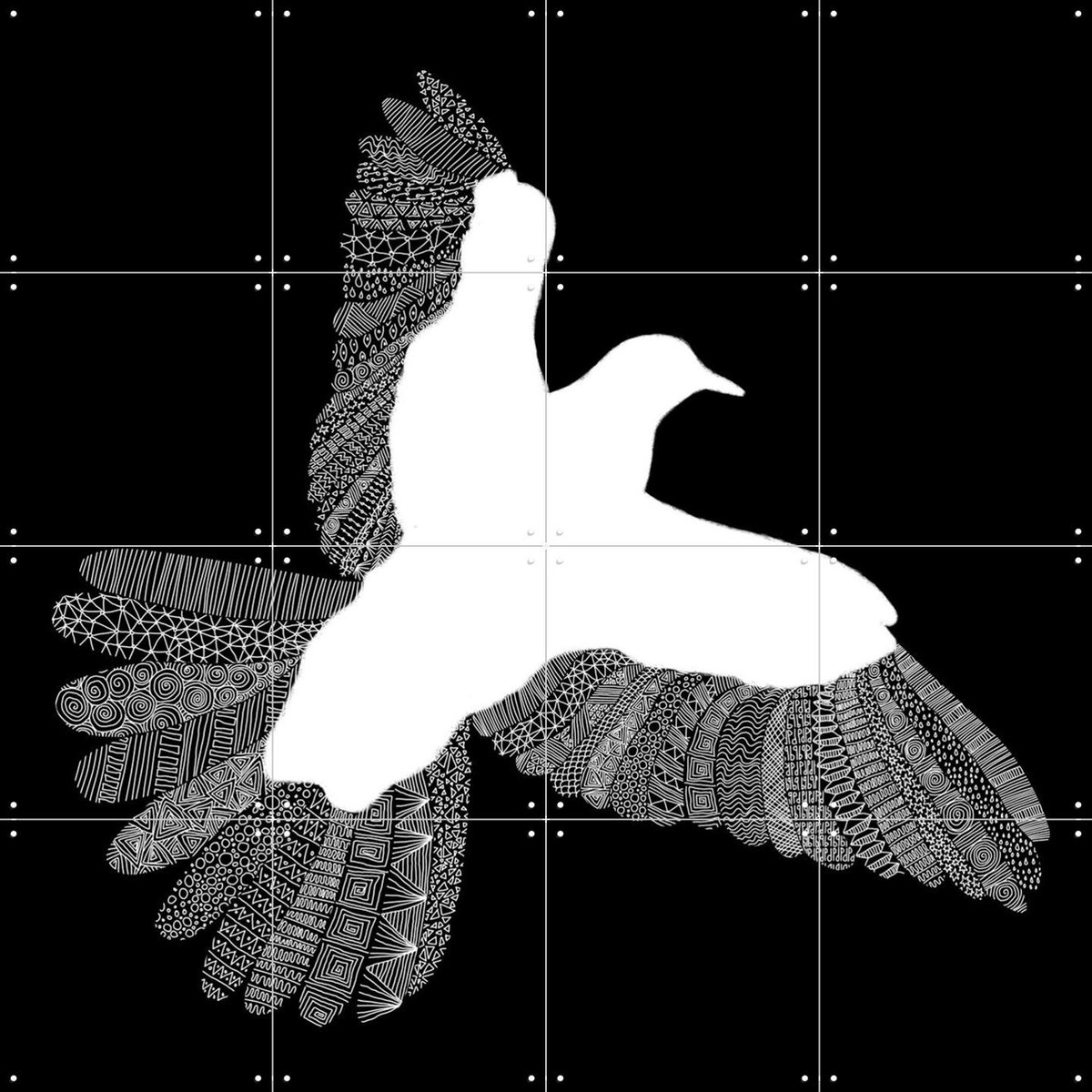 IXXI Bird, Florent Bodart - 80 x 80 cm - Gratis ophangtool - Grote wanddecoratie en posters - Grafisch Ontwerp, Minimalisme, Illustraties, Line art