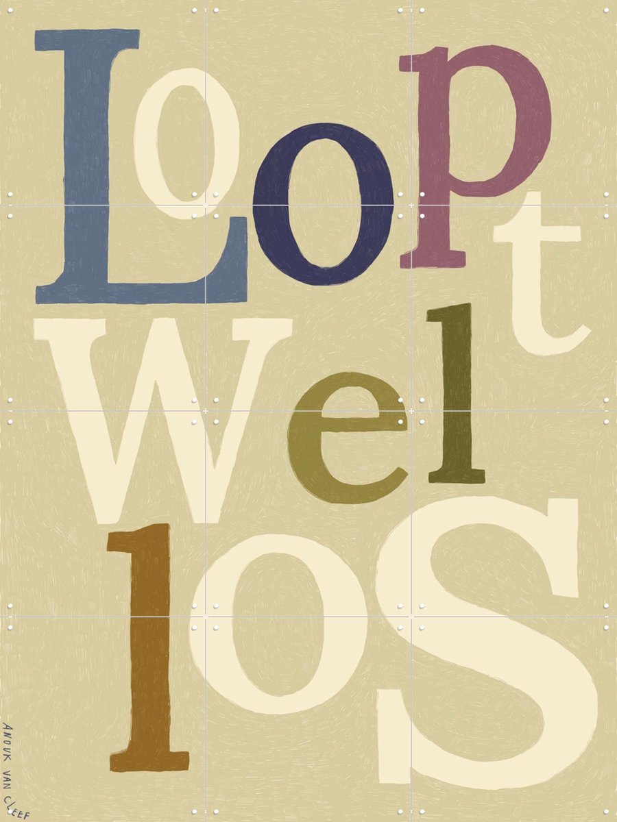 IXXI Loopt Wel Los, Anouk van Cleef - 60 x 80 cm - Gratis ophangtool - Grote wanddecoratie en posters - Illustraties, Typografie, Minimalisme
