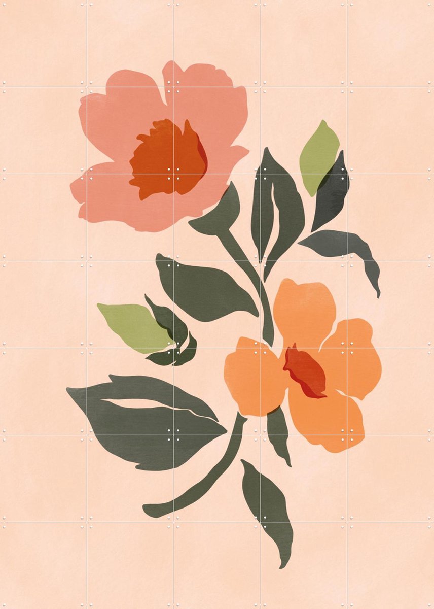 IXXI Spring Flowers, Sacrée Frangine - 100 x 140 cm - Gratis ophangtool - Grote wanddecoratie en posters - Speels, Illustraties, Woonkamer, Botanisch