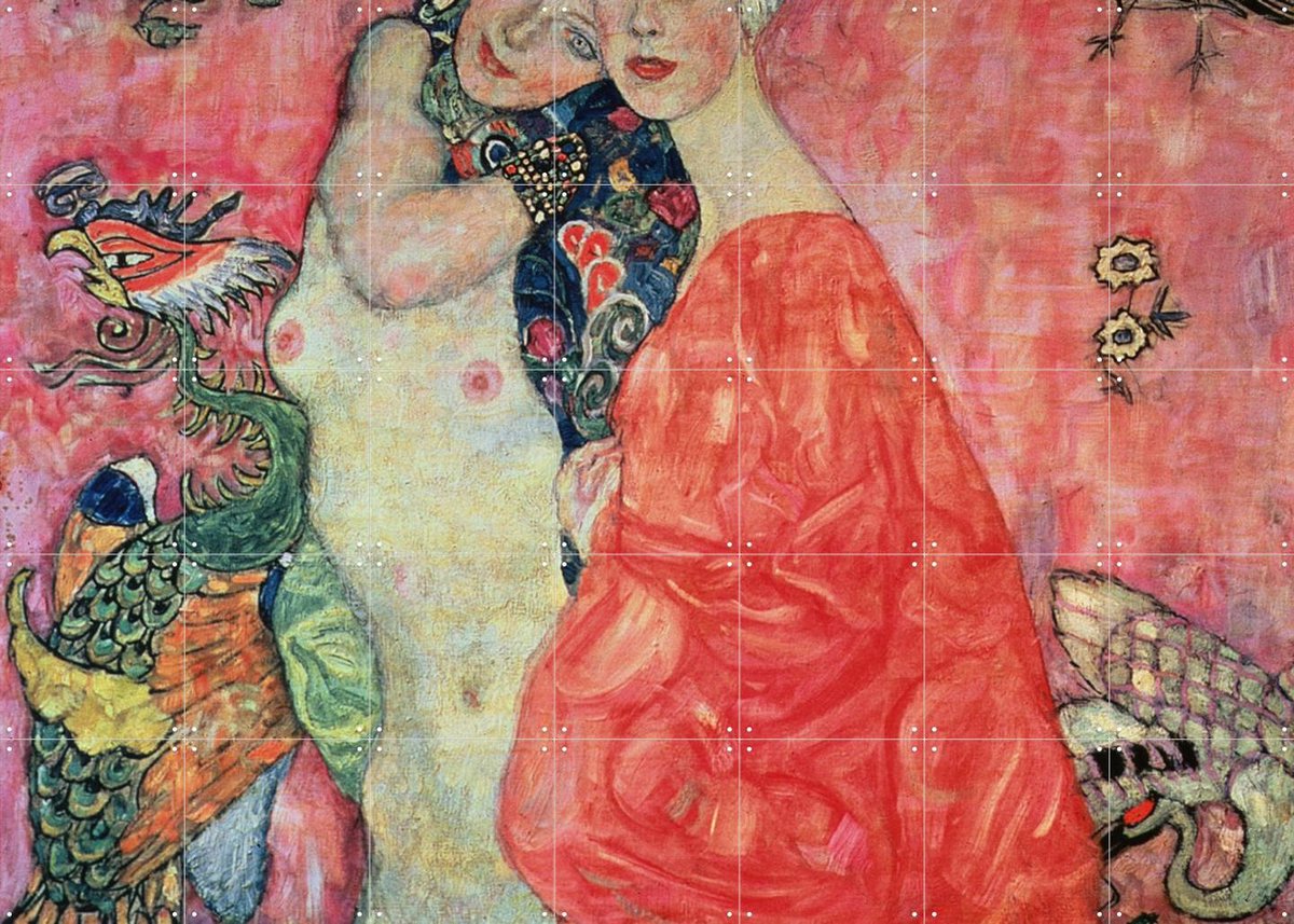 IXXI The Girlfriends, Gustav Klimt & Bridgeman Images - 140 x 100 cm - Gratis ophangtool - Grote wanddecoratie en posters - Art Nouveau, Olieverf