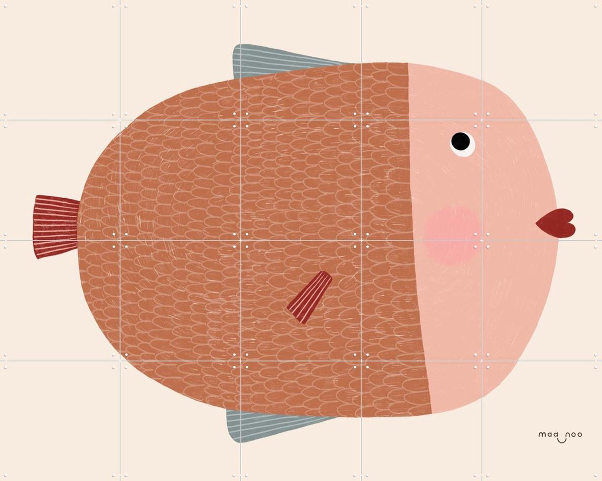 IXXI Blushing Fish, Maa-noo - 100 x 80 cm - Gratis ophangtool - Grote wanddecoratie en posters - Kleurrijk, Cartoonesk, Grafisch Ontwerp