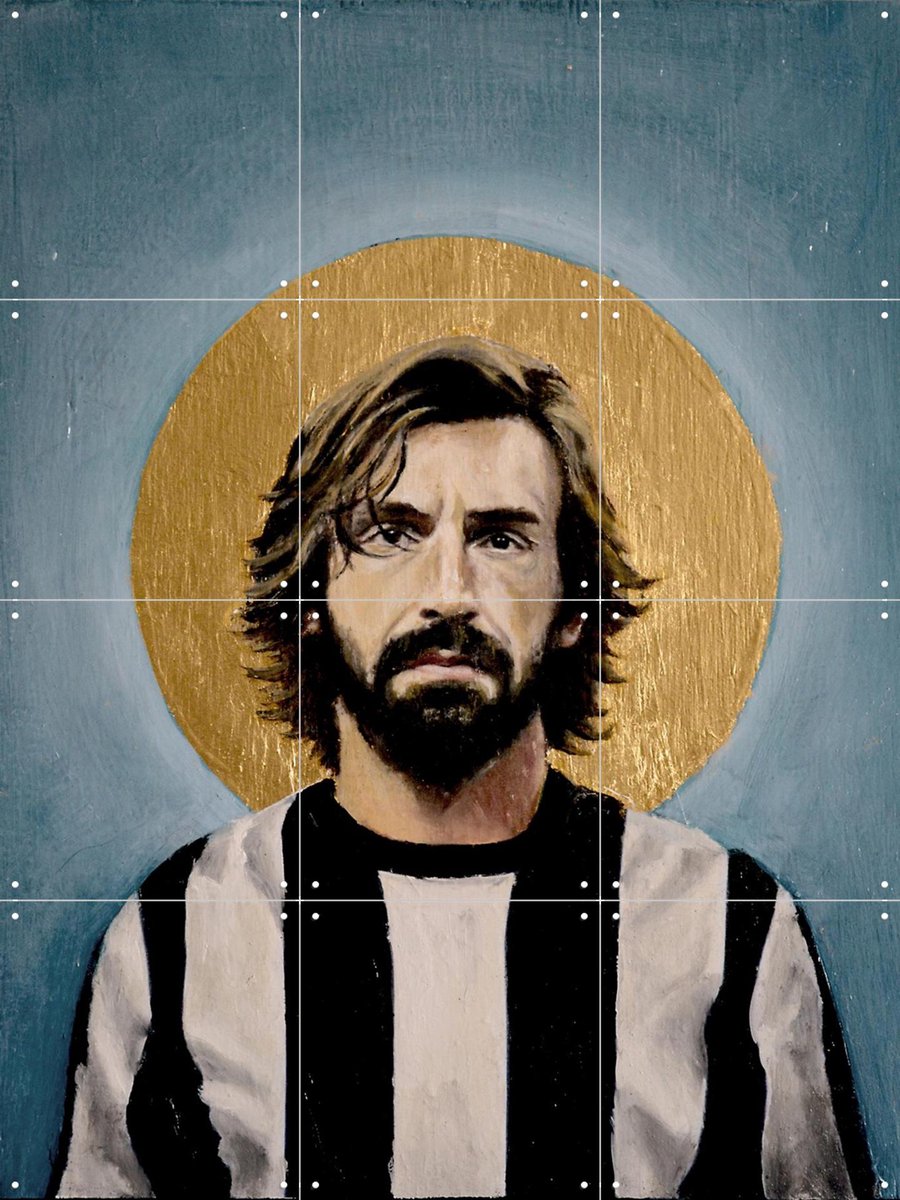 IXXI Andrea Pirlo, David Diehl - 60 x 80 cm - Gratis ophangtool - Grote wanddecoratie en posters - Kleurrijk, Olieverf, Illustraties, Mancave