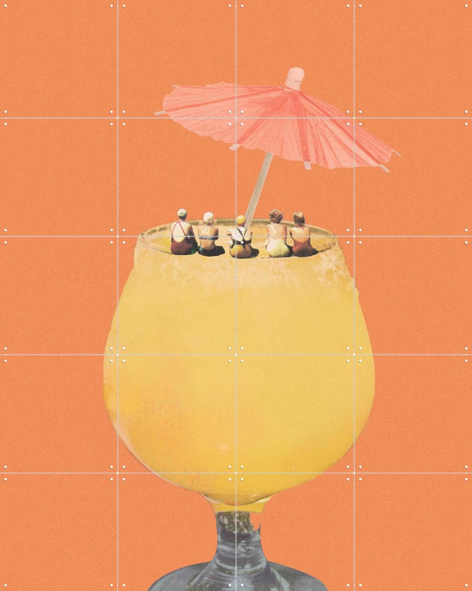 IXXI Holiday in a Glass II, Maarten Léon - 80 x 100 cm - Gratis ophangtool - Grote wanddecoratie en posters - Digitale Kunst, Grafisch Ontwerp