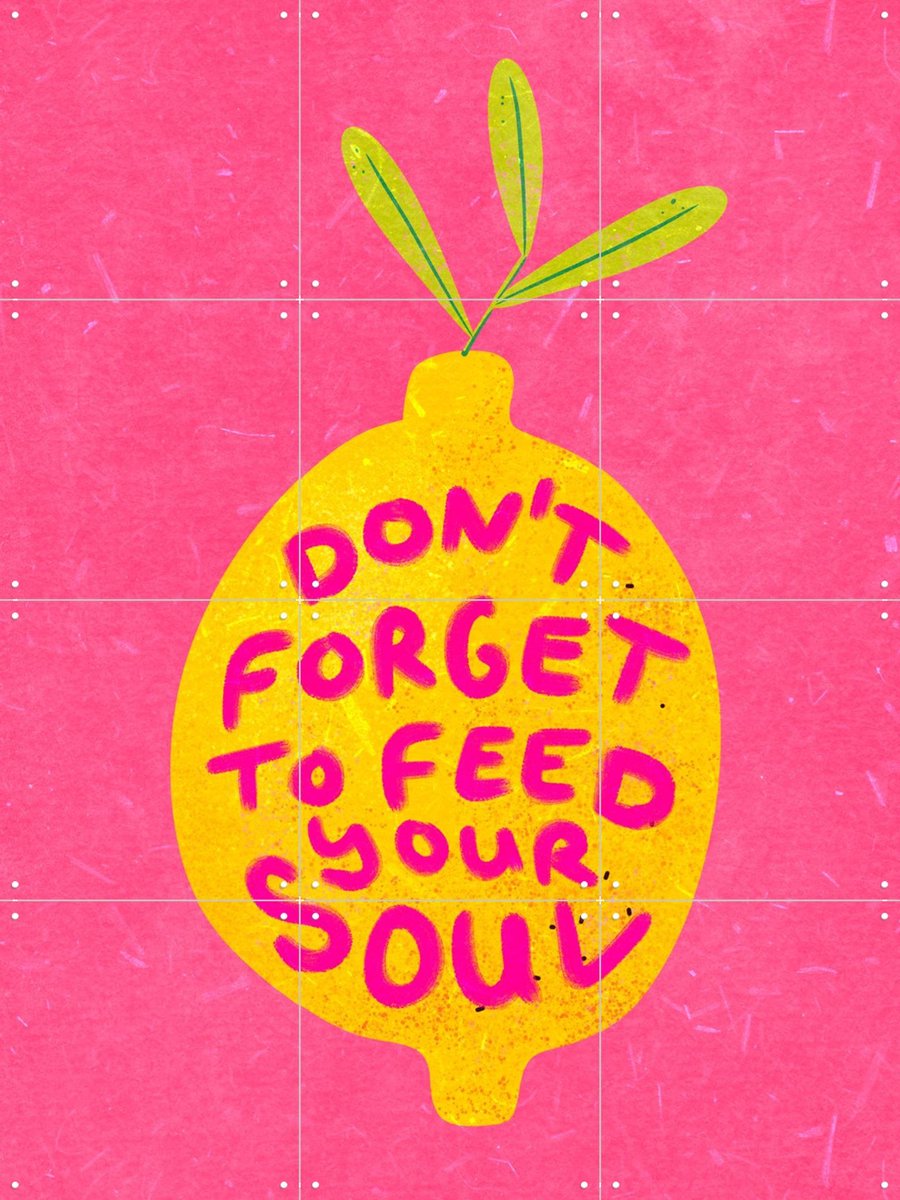IXXI Soulfood Lemon, Raissa Oltmanns - 60 x 80 cm - Gratis ophangtool - Grote wanddecoratie en posters - Speels, Illustraties, Typografie, Grafisch
