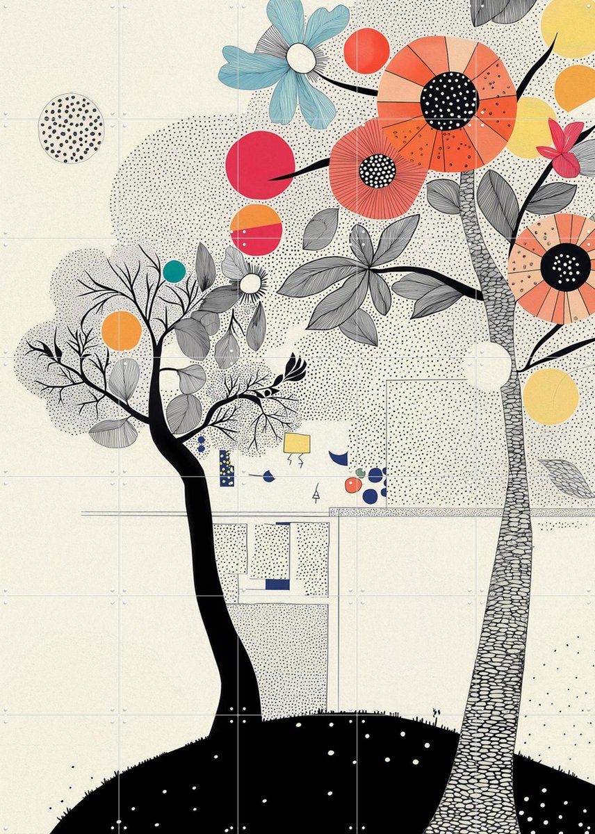 IXXI Shaded Bloom, Artclaud - 100 x 140 cm - Gratis ophangtool - Grote wanddecoratie en posters - Geometrische Kunst, Kleurrijk, Speels, Kleurrijk
