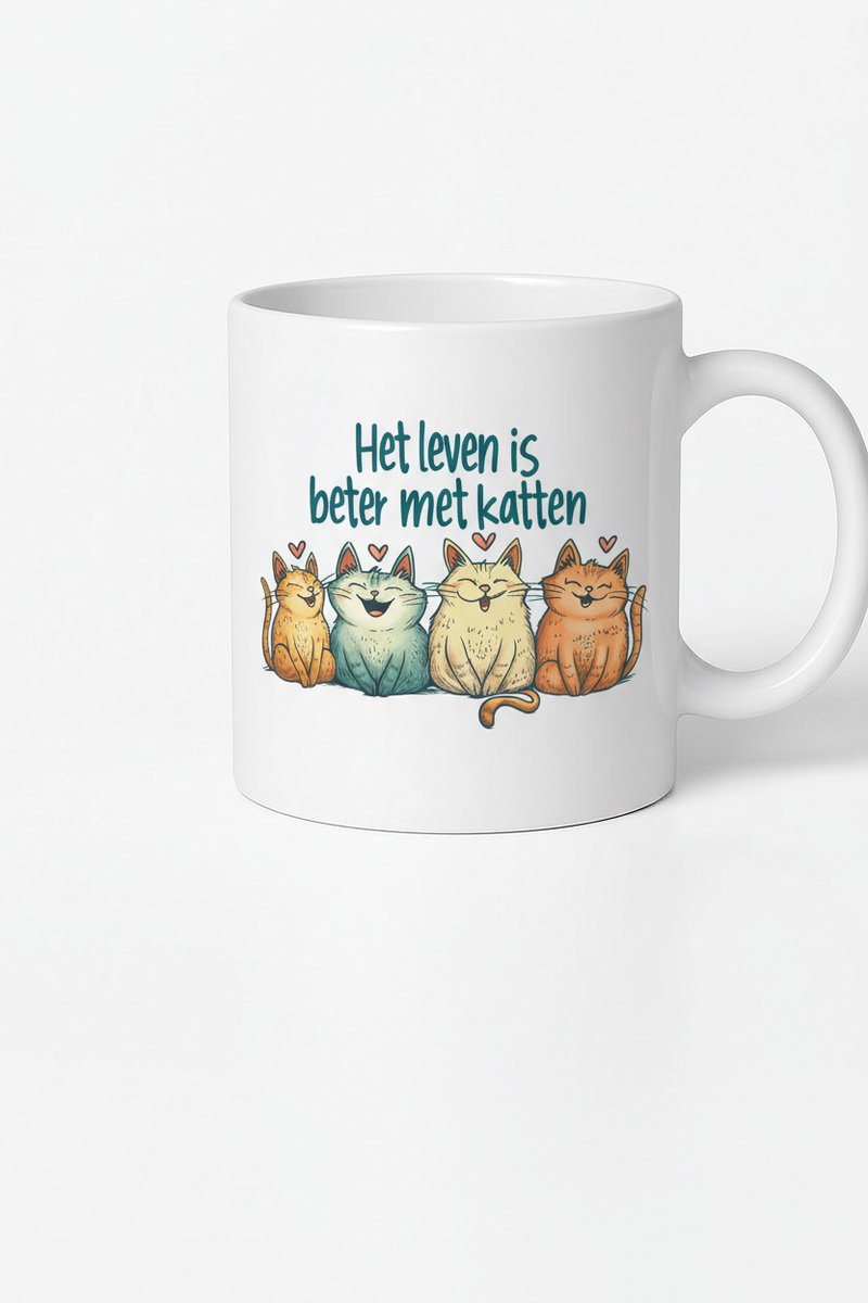 Het Leven is Beter Met Katten Mok - Uniek Design voor Kattenliefhebbers