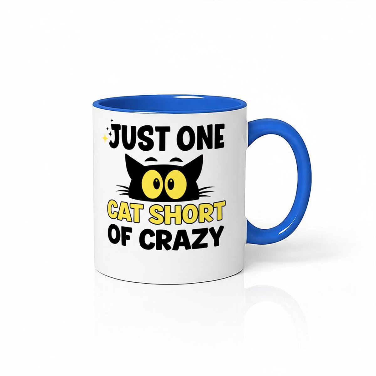 Grappige Kattenmok - Just One Cat Short of Crazy - Koffiemok met Katten Tekst