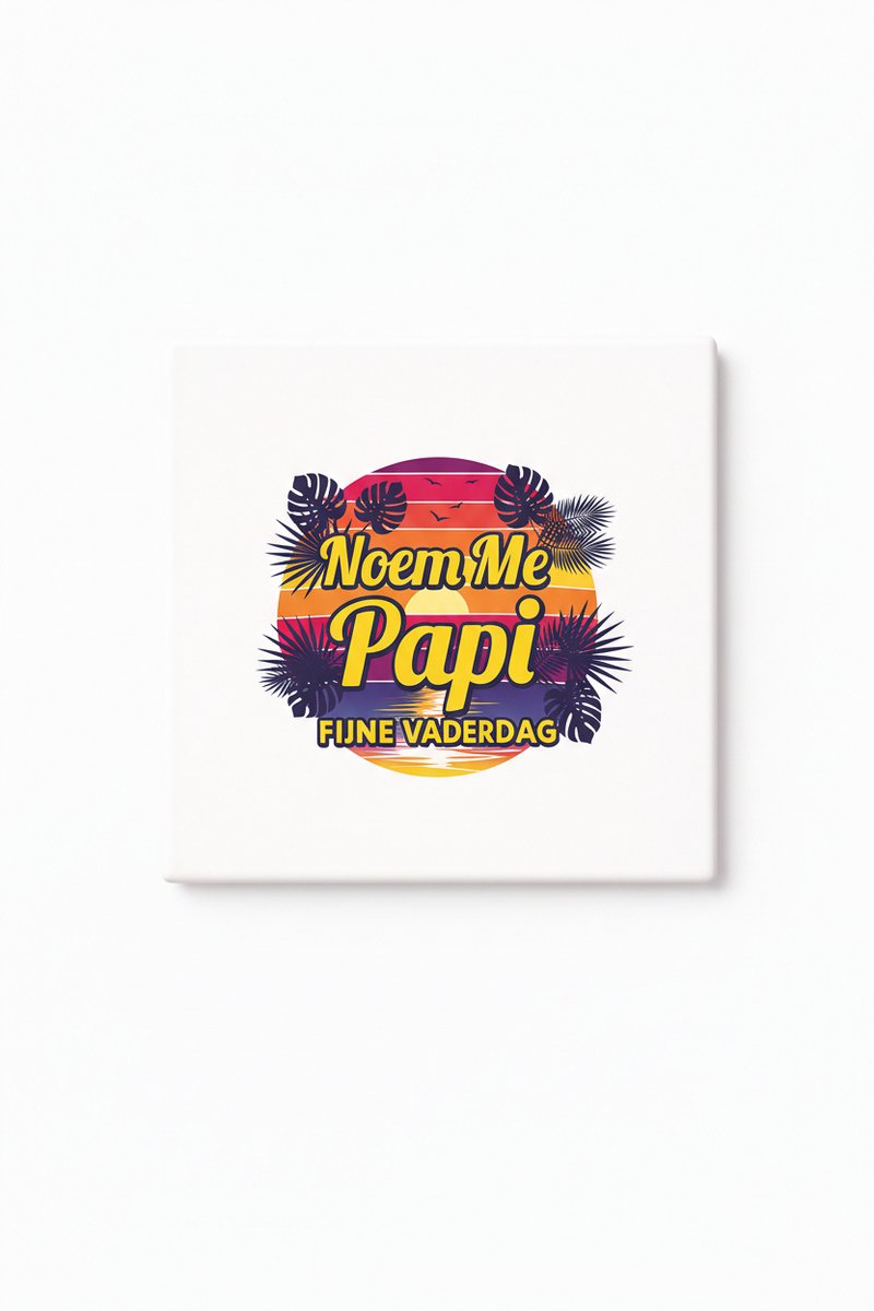 Bedruk King Grappige Opa Vaderdag Tegel – “Noem Me Papi” Tropisch Retro Design – Keramische Decoratieve Tegel Cadeau voor Opa wit