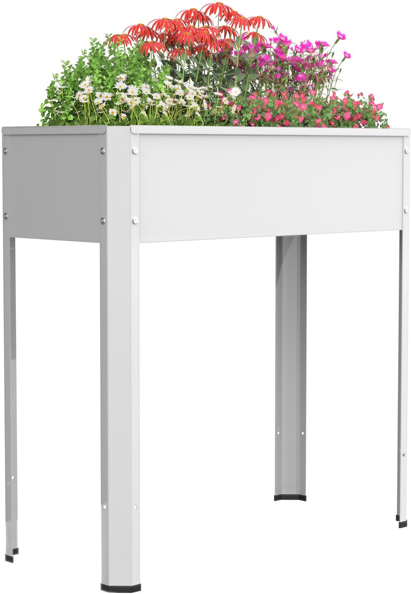 VCM Metall Hochbeet 80x35x80 cm, stehender Pflanzkasten für Balkon Terrasse Garten, Blumenkasten, Balora L