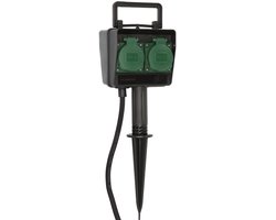 Brennenstuhl Tuincontactdoos 4-voudig op spies met 10 m Kabel (Weerbestendige kunststof, Tuinstekkerdoos met waterdichte behuizing)