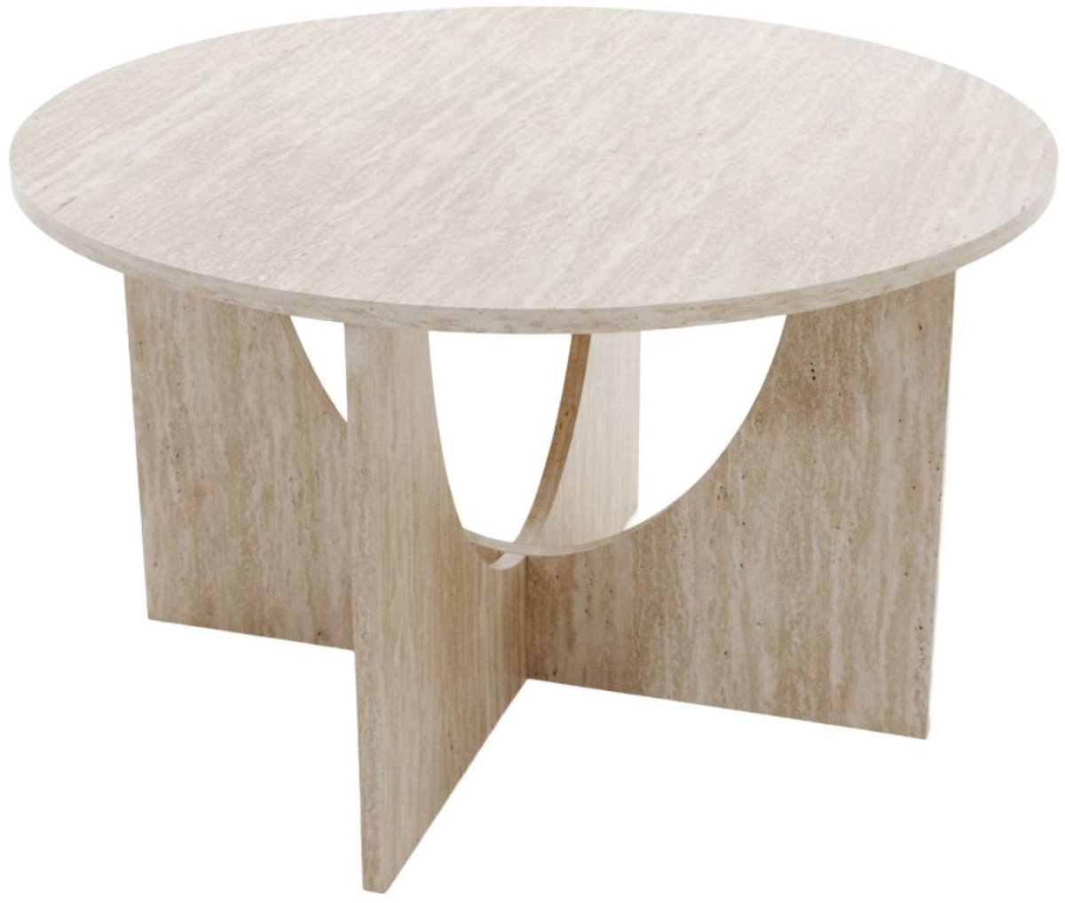 CALICOSY - Ronde salontafel Ø70 cm in travertijndecor MARTA