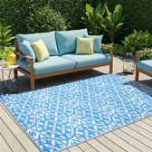 Tapiso Ibiza Tapis d'extérieur Blauw Plein air Tapis d'extérieur Pique-nique Taille - 180x270
