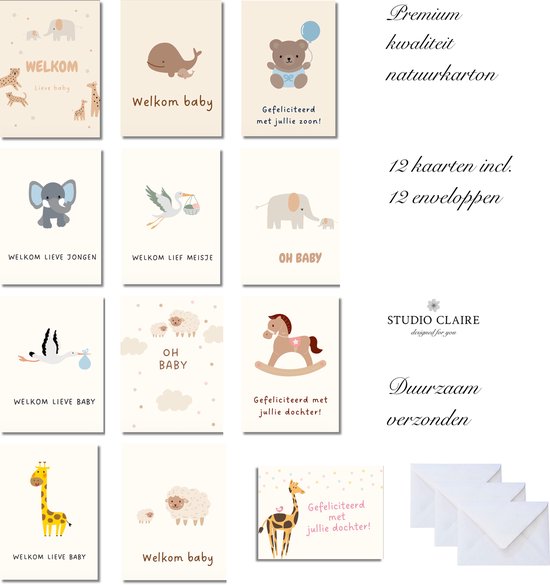 wenskaarten - kaartjes - wenskaart - geboortekaartjes - kaartenset - kaartjes blanco - wenskaarten set - geboorte - a6 - wenskaarten blanco - geboorte kaart - gefeliciteerd kaart - felicitatiekaarten - blanco kaartjes - 12 blanco wenskaarten
