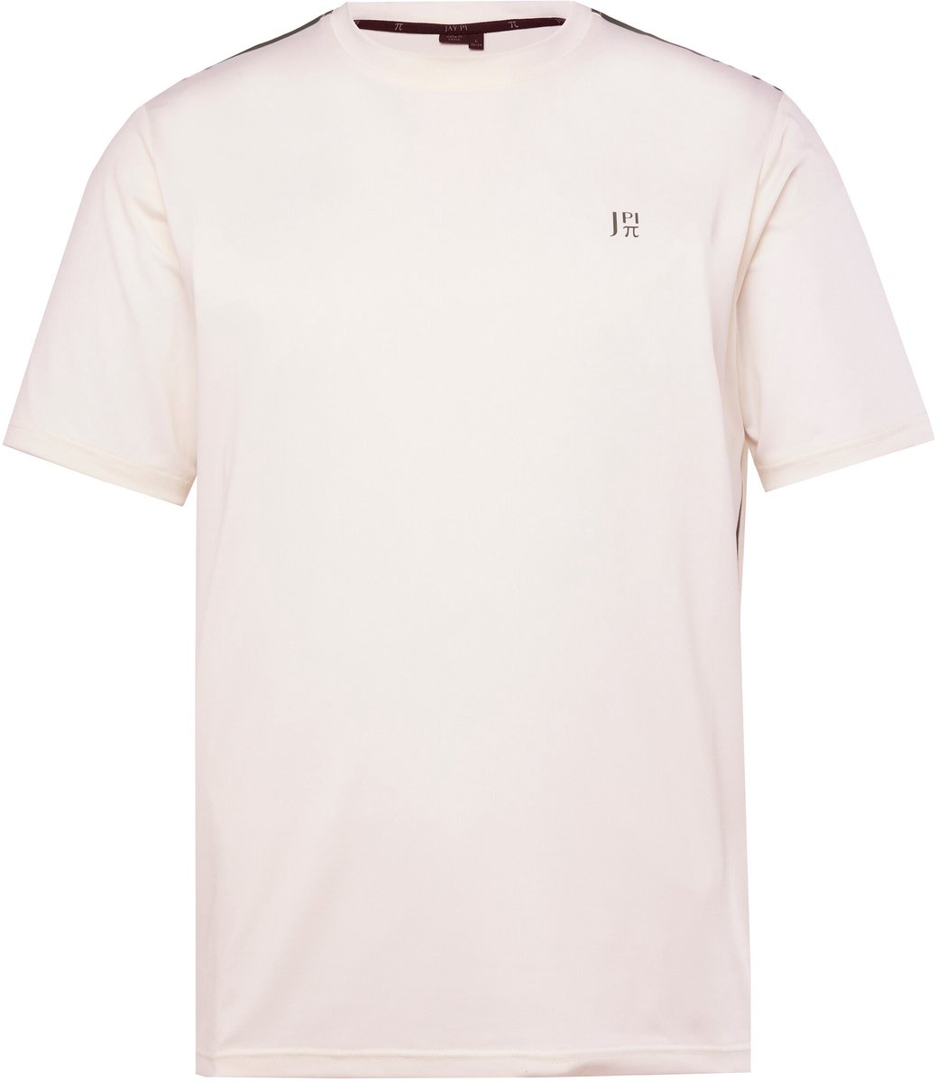 JAY-PI - Heren - Functioneel shirt tennis halve mouw contrasterende strepen - Off-white - Maat 7XL