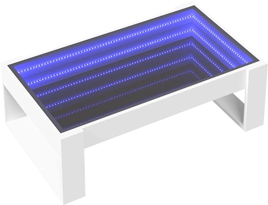 vidaXL - Table basse - avec - Infinity - LED - 90x53x30 - cm - blanc