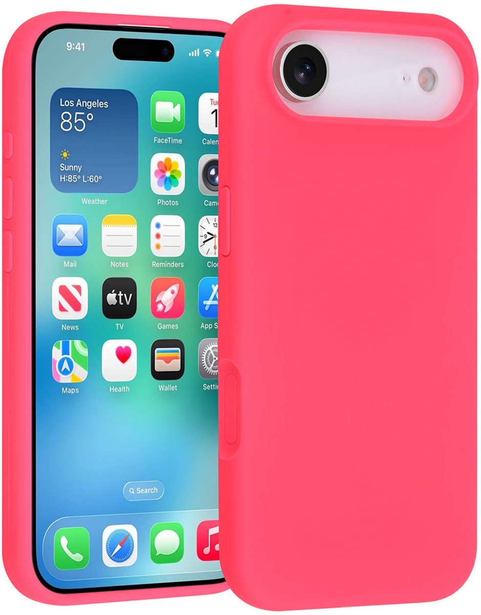 TUNIQ telefoonhoesje voor Apple iPhone 17 Air - Siliconen backcover - Felroze