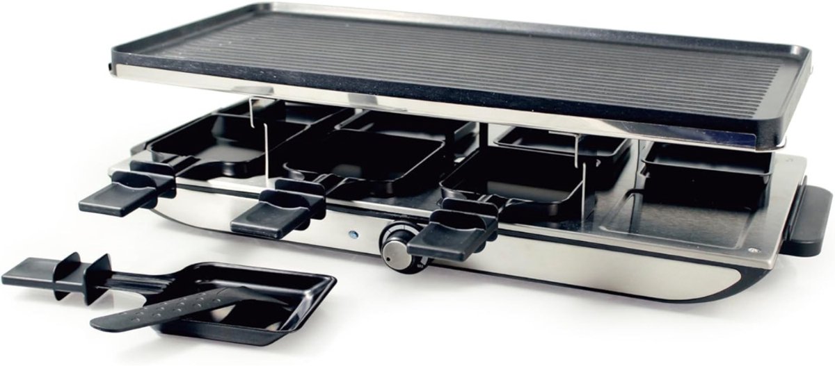 Aura® Gourmetstel 8 personen - Gourmetstellen - Gourmet - Zwart en Zilver - 26cm x 51cm x 13cm