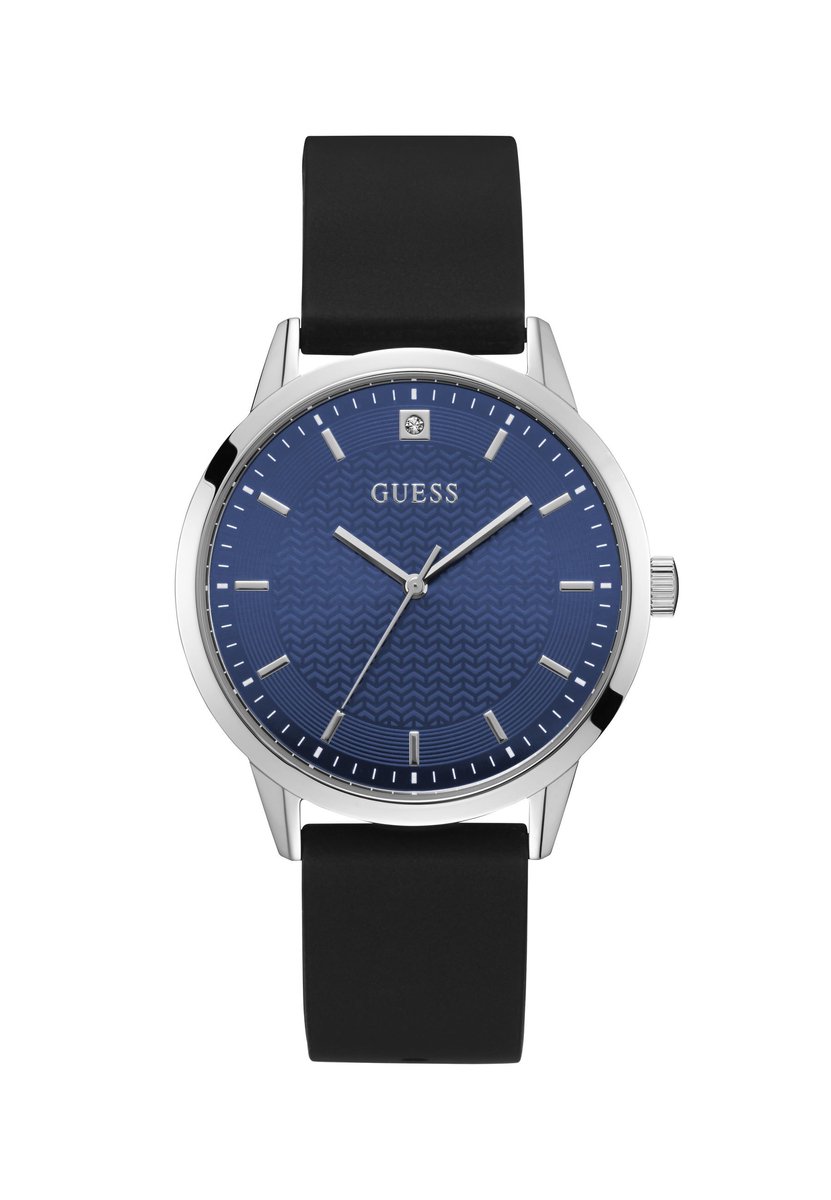 Guess Proxy Quartz Analoog Horloge Zwart En Blauw Kast: 100 % Roestvrij Staal | Band: 100 % Siliconen 42 mm U1379G1M, U1379G3M