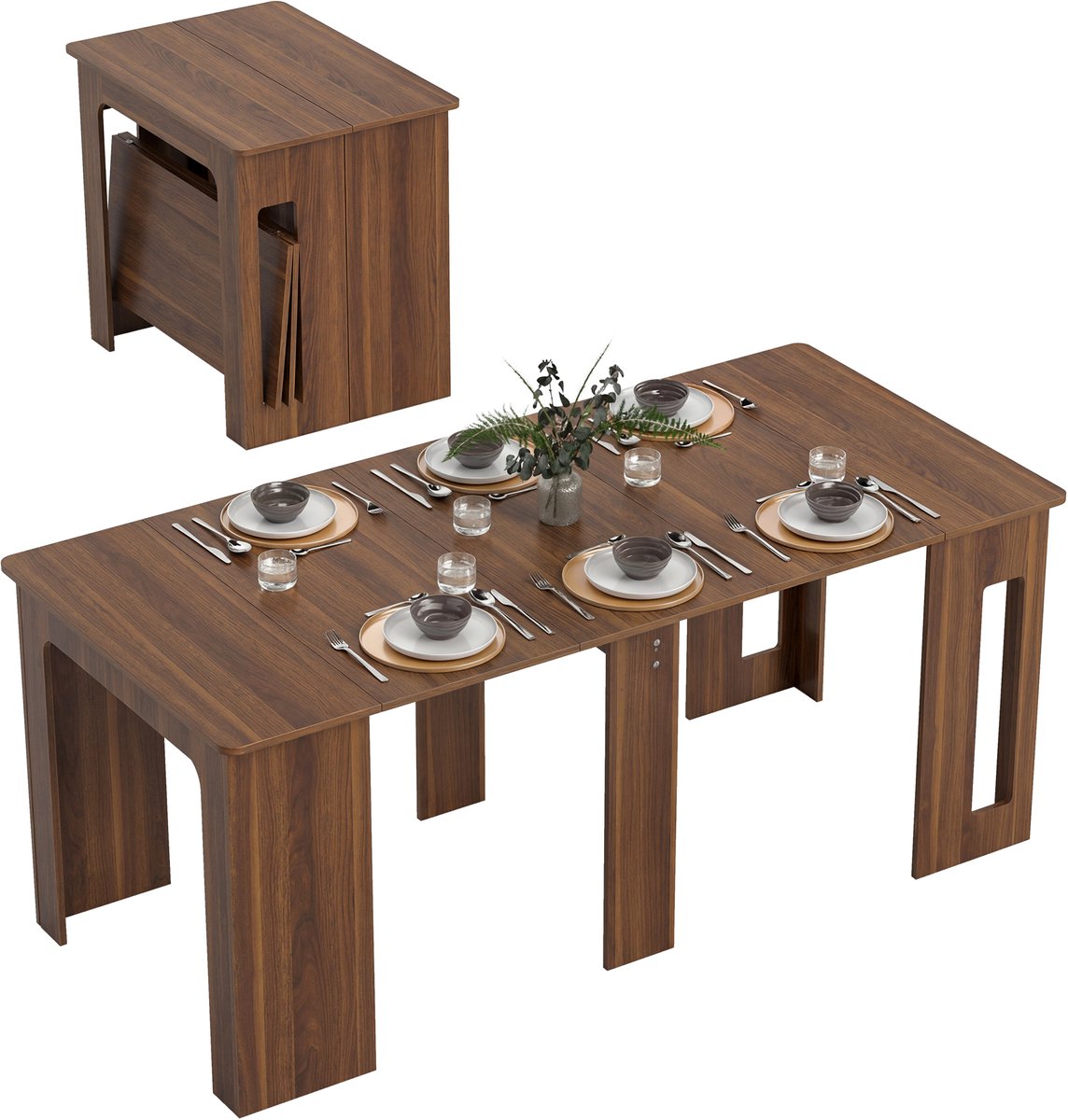 HOMCOM - eettafel - uitschuifbaar - makkelijk schoon te maken - bruin