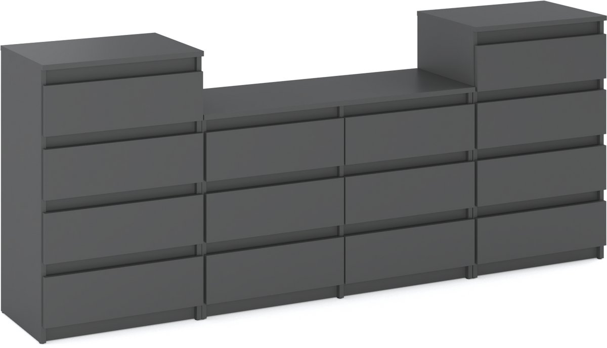 HIT Commode Set 464 - Scandinavische Stijl - 14 Lades - Greeploos - Geruisloze Geleiders