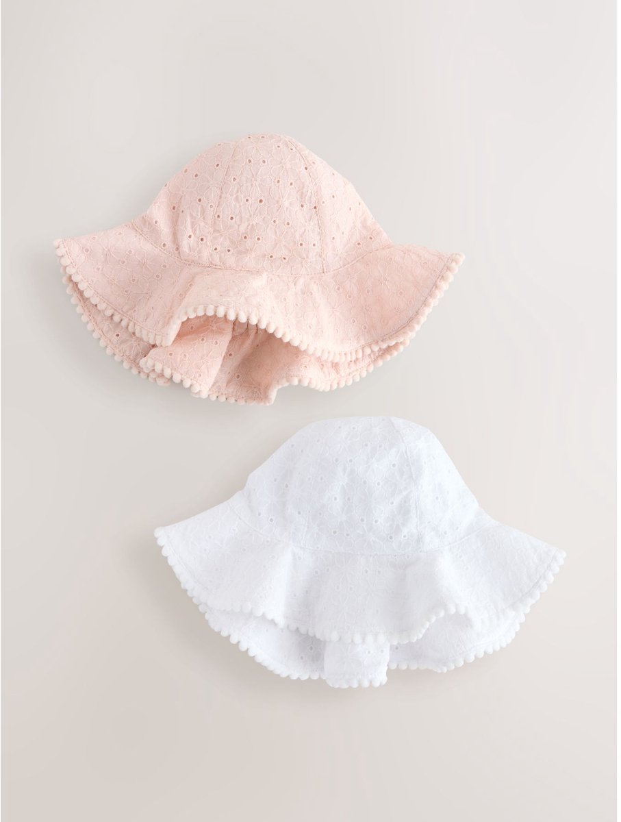 Next Broderie 2pk Baby Bucket Hoed